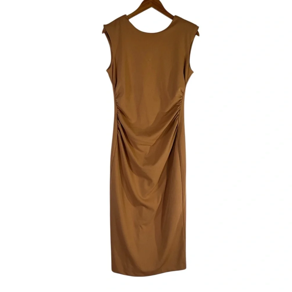 Alex Marie Ruched Side Sleeveless Midi Sheath Dress Size 6 Machine Washable